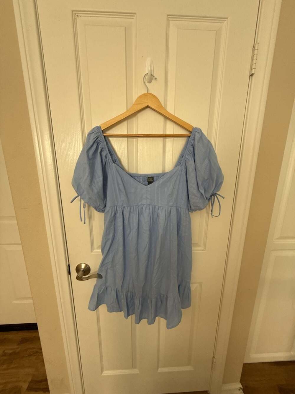 Wild Fable Light Blue Puff Sleeve Smocked Mini Dress Size L